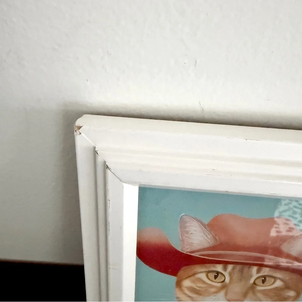 Cowboy Cats Western Rodeo Canvas Art Print White Framed Quirky Wall Hanging Art